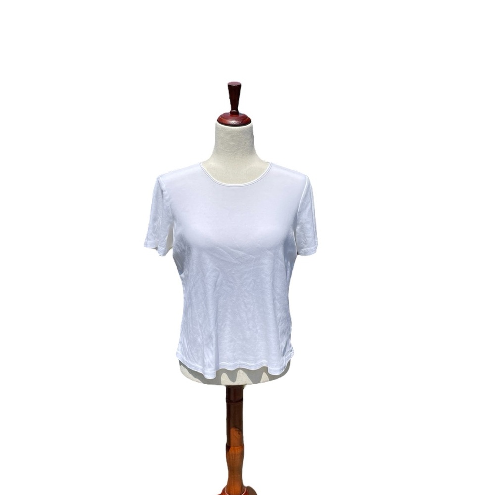 Christopher & Banks 100% cotton white classic tee with elevated neckline M - Picture 4 of 16